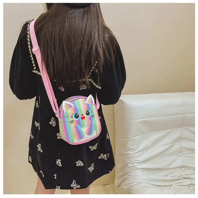 Kitten Embroidered Rainbow Children's Bag Crossbody Bag Baby Girl Cute Fashion Princess Bag Small Schoolbag Shoulder Bag display picture 36