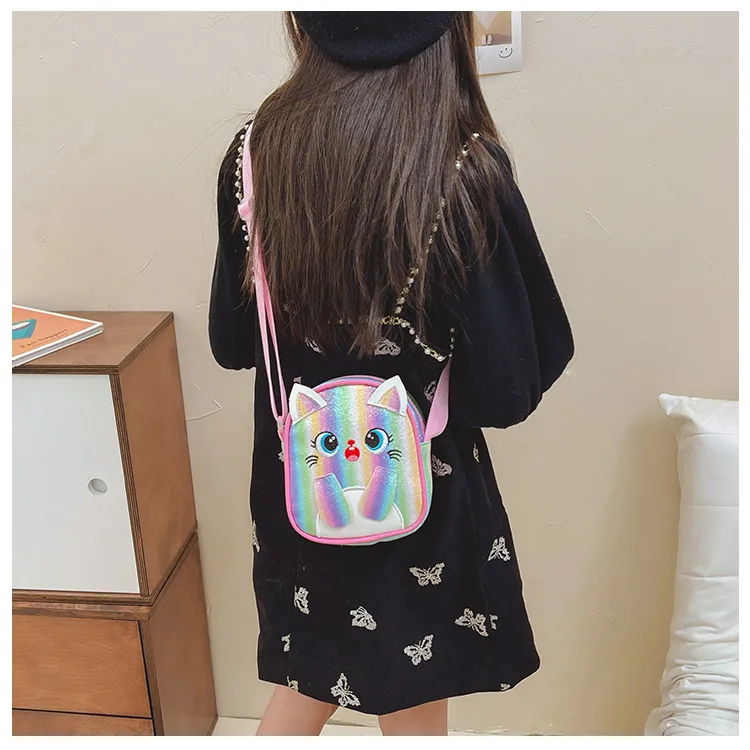 Kitten Embroidered Rainbow Children's Bag Crossbody Bag Baby Girl Cute Fashion Princess Bag Small Schoolbag Shoulder Bag display picture 37