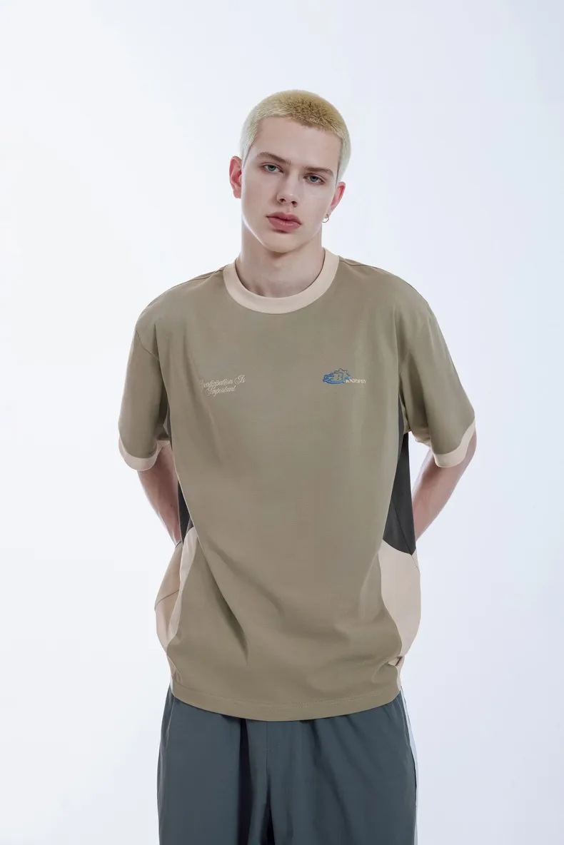 INF Men's Wear | Science And Technology Function Color-matching T-shirt  Spring And Summer New Five-in-One Science And Technology Fabric Color-matching Short Sleeve Men display picture 3