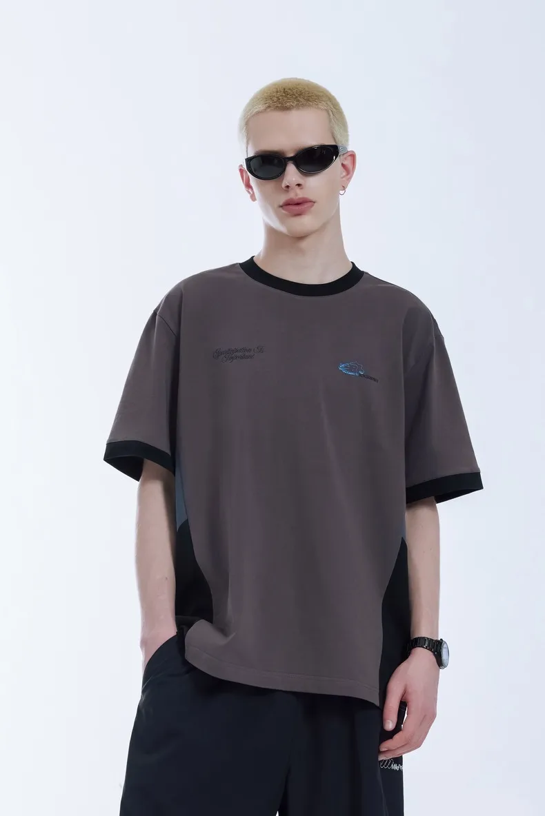 INF Men's Wear | Science And Technology Function Color-matching T-shirt  Spring And Summer New Five-in-One Science And Technology Fabric Color-matching Short Sleeve Men display picture 9