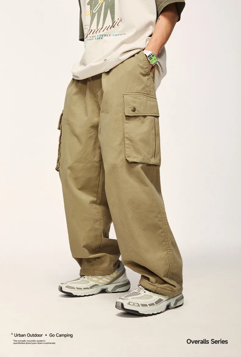 INF Men's Wear | Twill Wide Leg Loose Big Pocket Workwear Paratrooper Pants  Autumn Fashion Brand Men's Workwear display picture 7