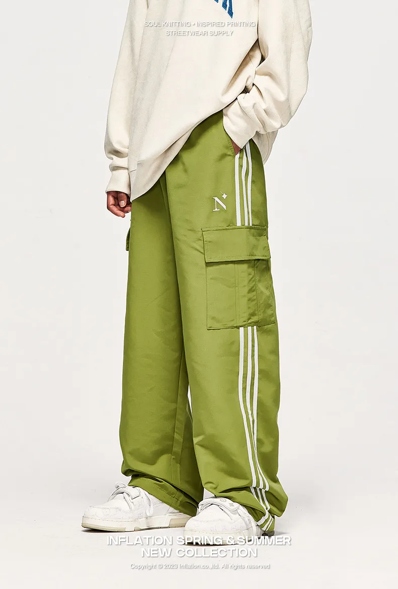 INF Men's | Street Retro Sports Casual Pants Spring And Summer Loose Parallel Bars Side Striped Wide Leg Overalls Men's display picture 7
