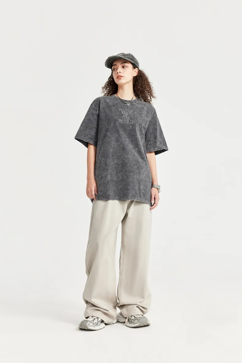 INF Men's Wear | Street Asut Dye Embroidered T-Shirt Spring/Summer  New Loose Fashion Brand Short Sleeve Top display picture 2