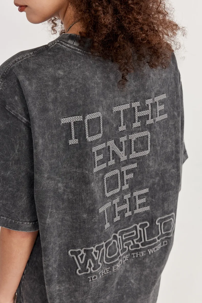 INF Men's Wear | Street Asut Dye Embroidered T-Shirt Spring/Summer  New Loose Fashion Brand Short Sleeve Top display picture 8