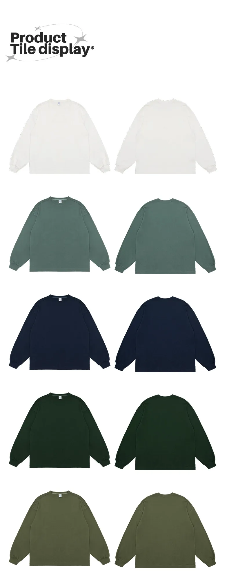 INF Men's | Retro FOG Color 265g Heavy Small Collar Long Sleeve T-shirt  Fall/Winter High Quality Long Sleeve T display picture 5
