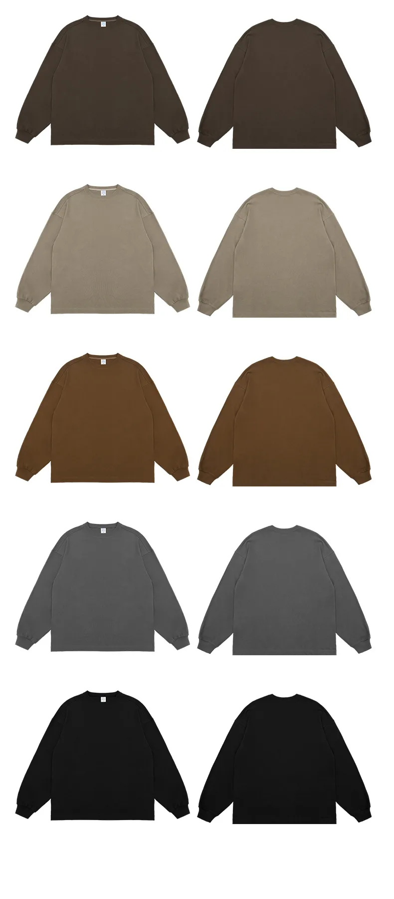 INF Men's | Retro FOG Color 265g Heavy Small Collar Long Sleeve T-shirt  Fall/Winter High Quality Long Sleeve T display picture 6