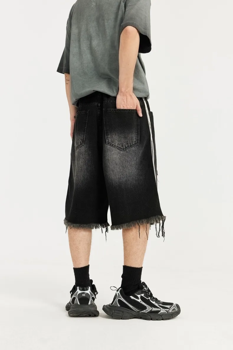 INF Men's | Hip Hop Strap Denim Shorts  Spring/Summer Fashion Brand New Street Hip Hop Hole Denim Shorts display picture 6