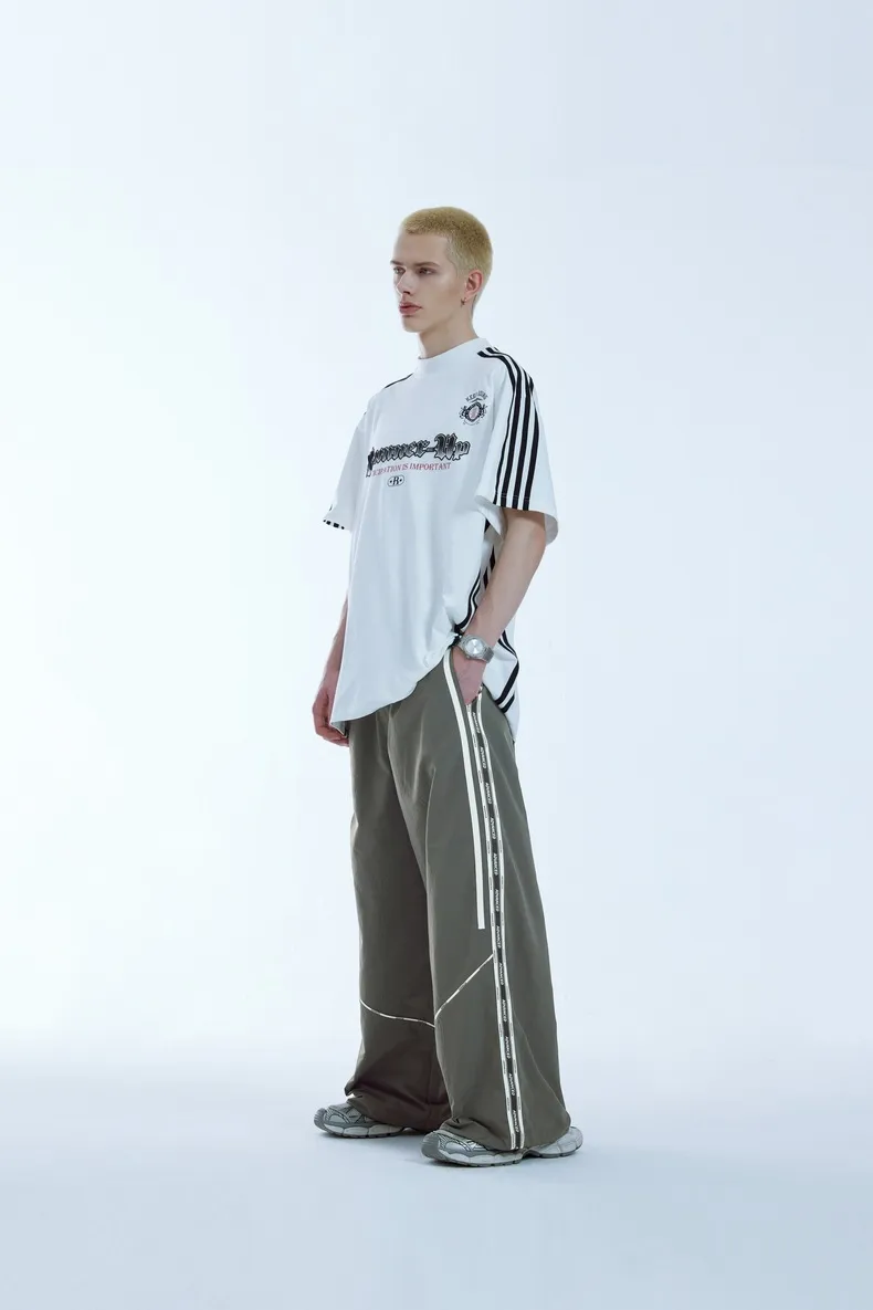 INF Men's | Tailored Printed Patchwork Wide Leg Pants American Sports Loose Pants Retro Lazy Casual Wide Leg Pants display picture 1