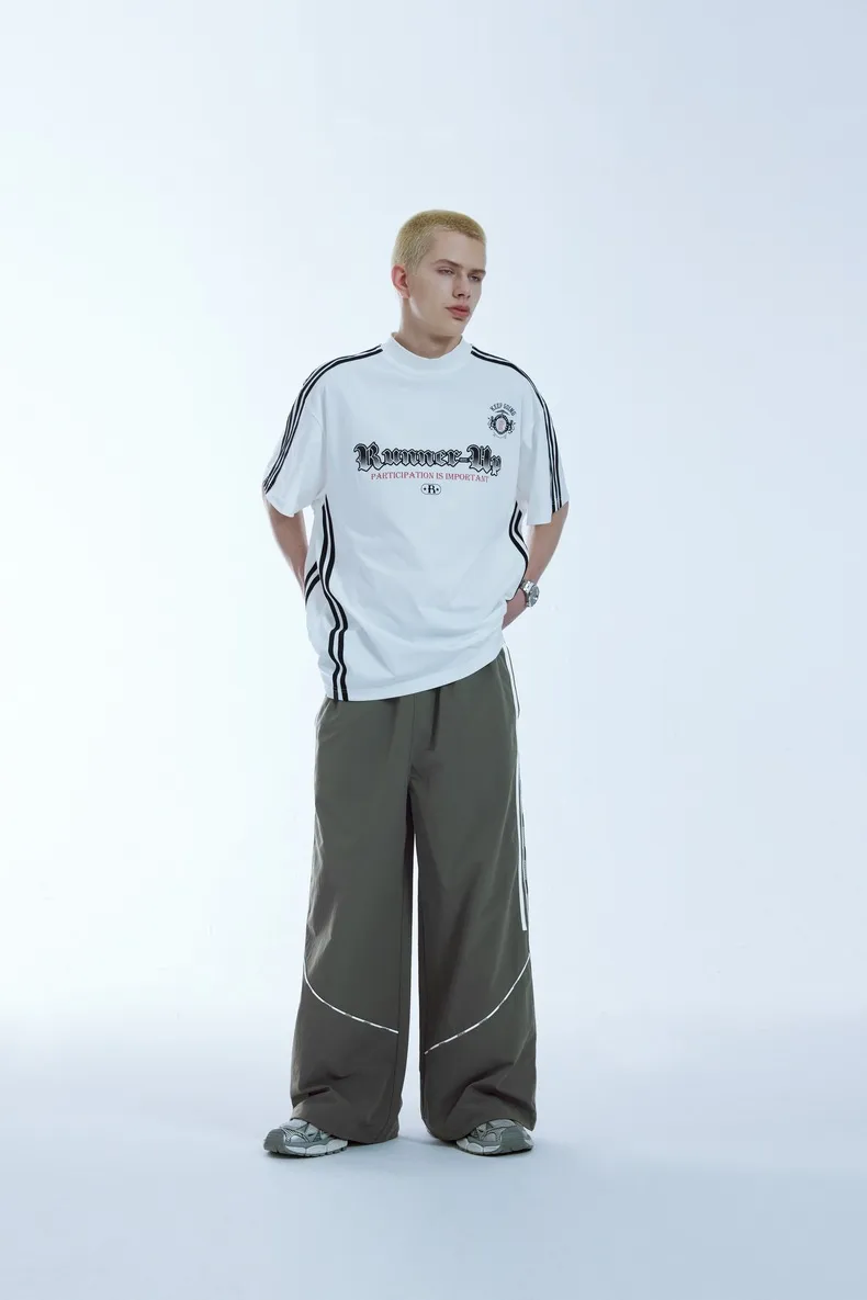 INF Men's | Tailored Printed Patchwork Wide Leg Pants American Sports Loose Pants Retro Lazy Casual Wide Leg Pants display picture 2