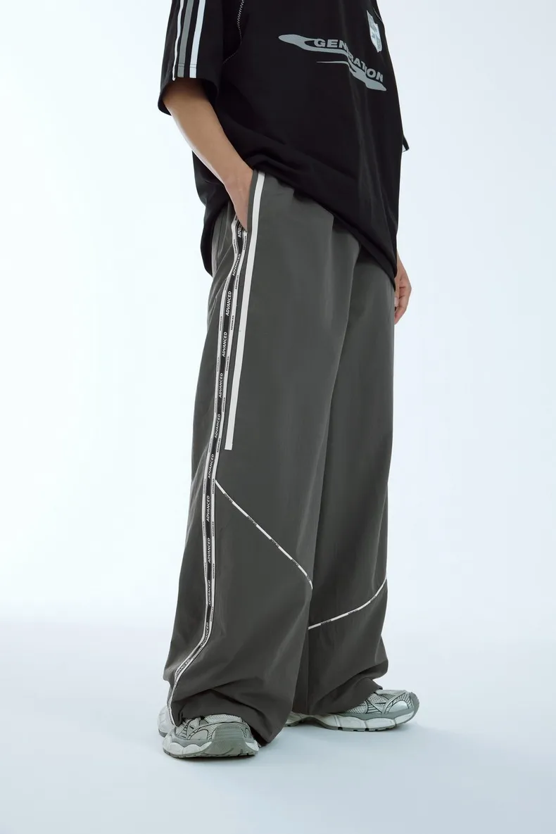 INF Men's | Tailored Printed Patchwork Wide Leg Pants American Sports Loose Pants Retro Lazy Casual Wide Leg Pants display picture 3