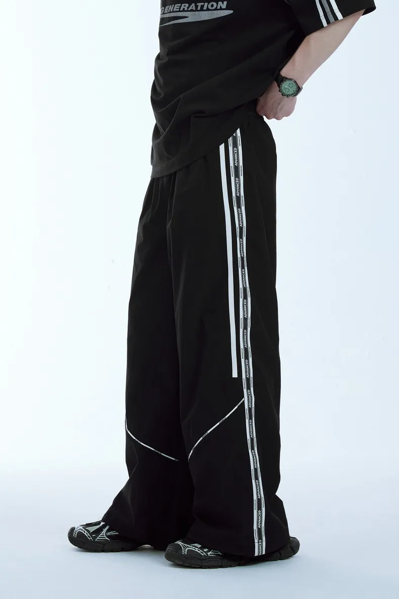 INF Men's | Tailored Printed Patchwork Wide Leg Pants American Sports Loose Pants Retro Lazy Casual Wide Leg Pants display picture 6