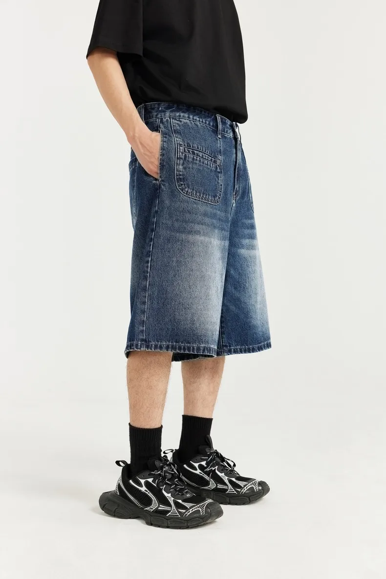 INF Men's | Front Slip Pocket Retro Denim Shorts Spring And Summer  New Fashion Brand Street Personality Straight Shorts display picture 1