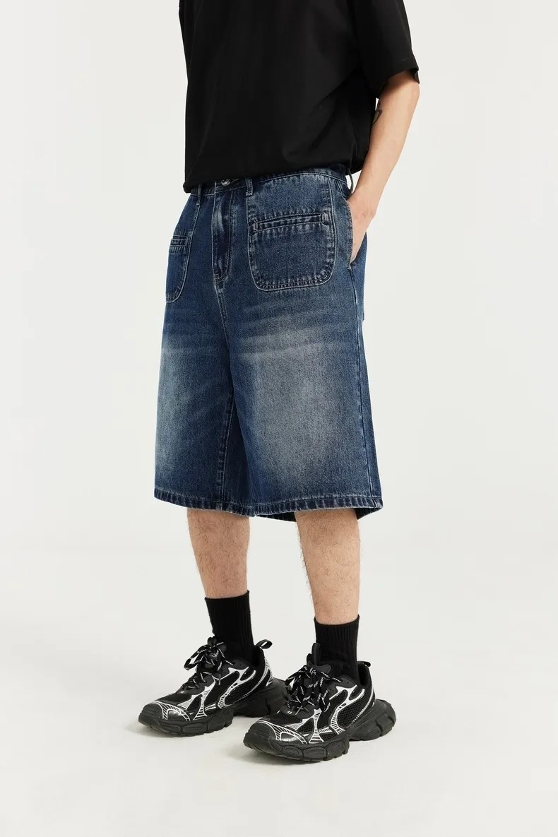 INF Men's | Front Slip Pocket Retro Denim Shorts Spring And Summer  New Fashion Brand Street Personality Straight Shorts display picture 2