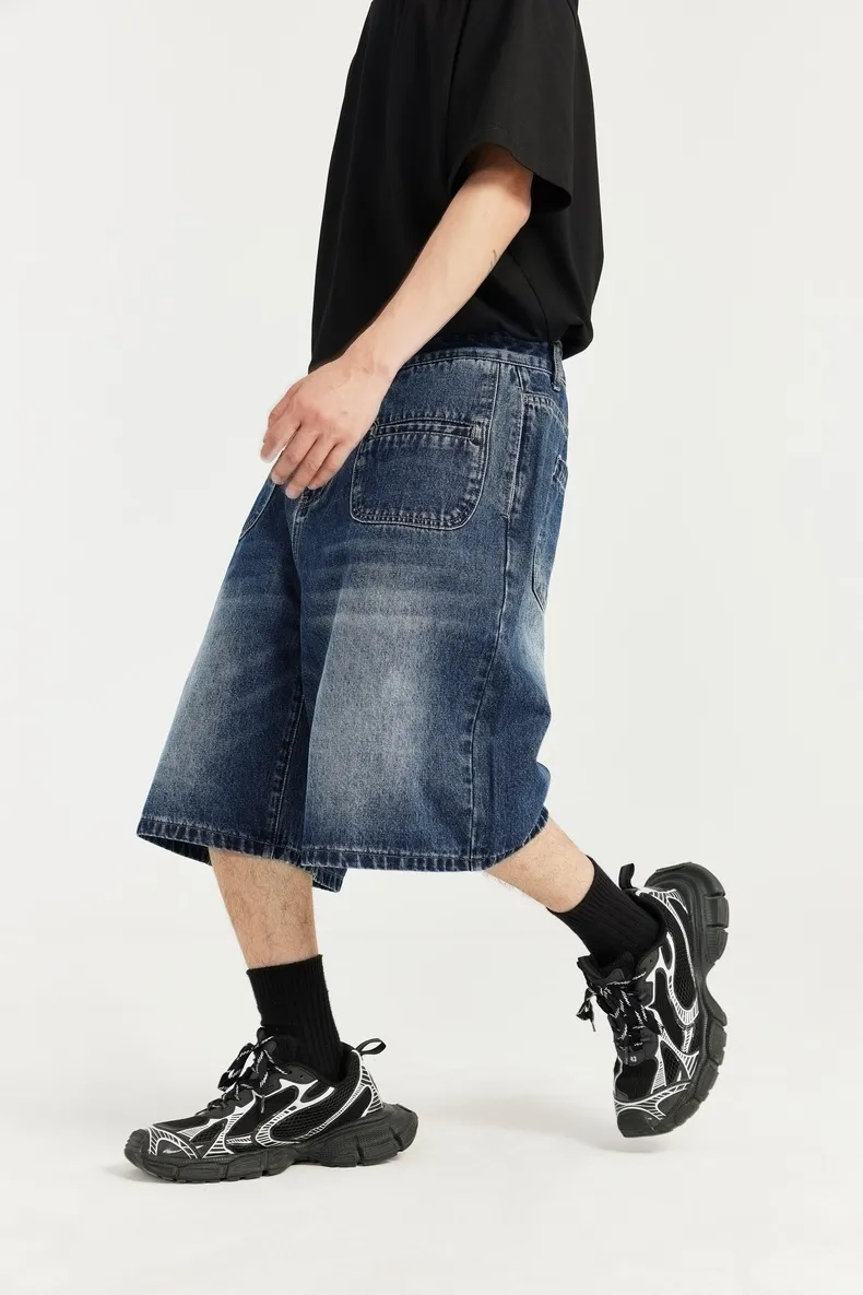 INF Men's | Front Slip Pocket Retro Denim Shorts Spring And Summer  New Fashion Brand Street Personality Straight Shorts display picture 3