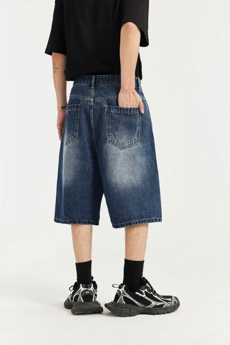 INF Men's | Front Slip Pocket Retro Denim Shorts Spring And Summer  New Fashion Brand Street Personality Straight Shorts display picture 4