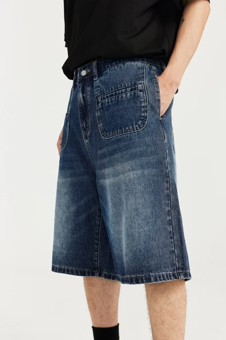 INF Men's | Front Slip Pocket Retro Denim Shorts Spring And Summer  New Fashion Brand Street Personality Straight Shorts display picture 5