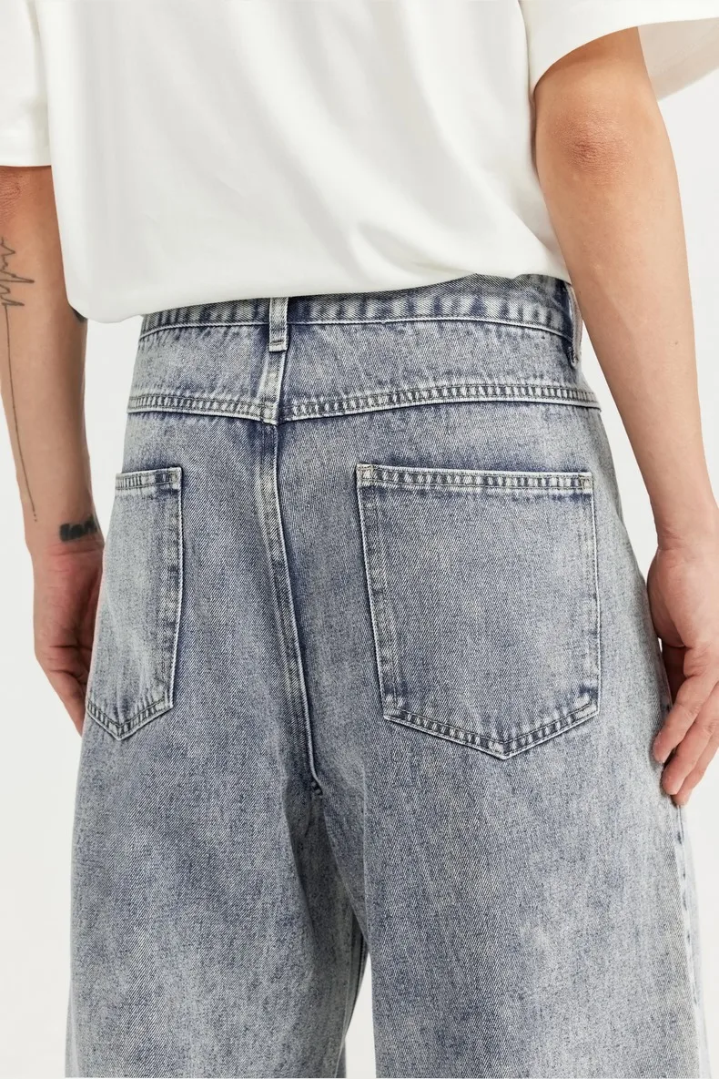 INF Men's | Retro Ragged Wide Leg Jeans  Spring And Summer New Street Washed Dressed Jeans display picture 4