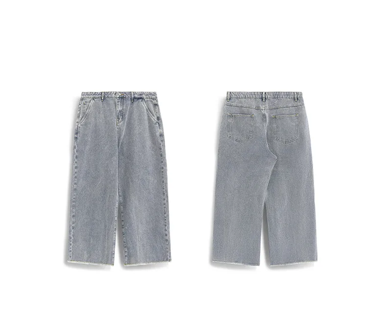 INF Men's | Retro Ragged Wide Leg Jeans  Spring And Summer New Street Washed Dressed Jeans display picture 5