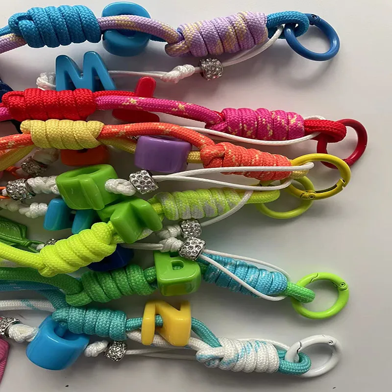 Dopamine Acrylic Beaded Letters Woven Rope Miu Bag Hanging Explosive Colorful Letters Beaded Bag Pendant display picture 2