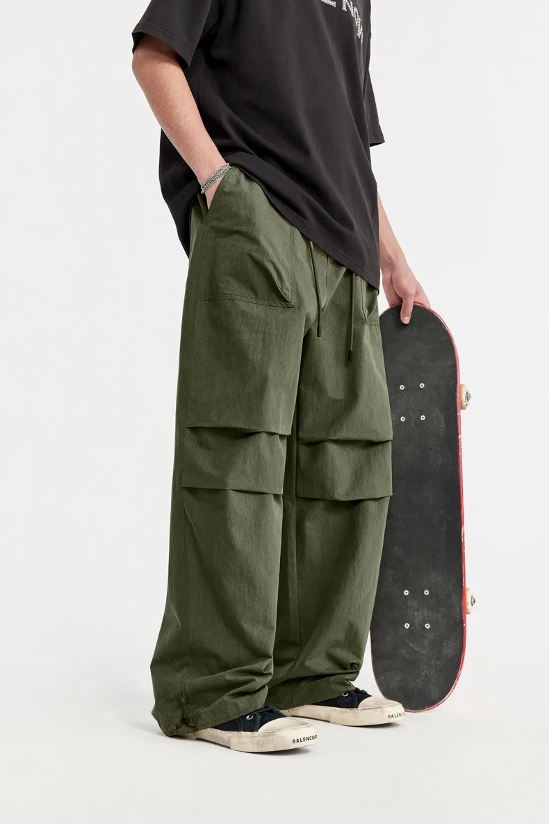 INF Men's Clothing | Washed Parachute Pants  Spring And Summer New Fashion Brand Loose Casual Multi-functional Pocket Pants Men display picture 4