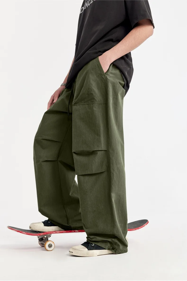 INF Men's Clothing | Washed Parachute Pants  Spring And Summer New Fashion Brand Loose Casual Multi-functional Pocket Pants Men display picture 5