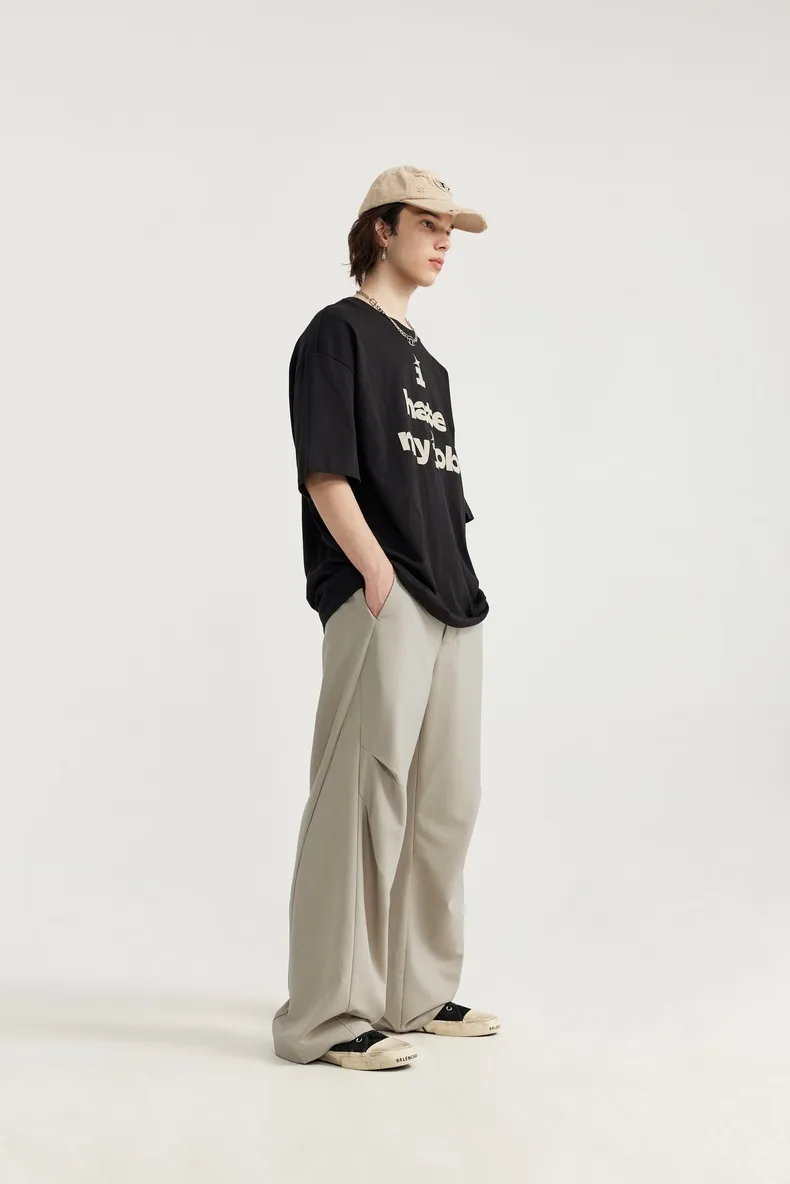 INF Men's Clothing | Cut Pleated Suit Pants Trousers  Spring And Summer New Fashion Brand Loose Wide Leg Men's Casual Pants display picture 2