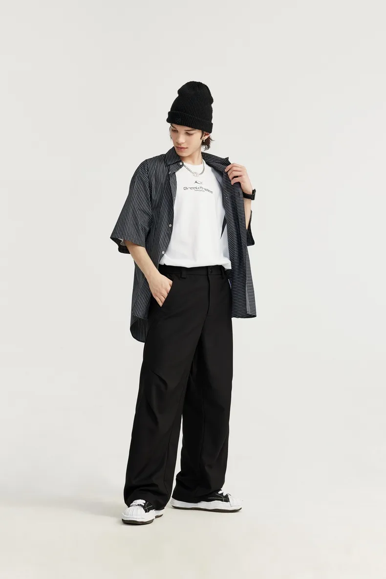 INF Men's Clothing | Cut Pleated Suit Pants Trousers  Spring And Summer New Fashion Brand Loose Wide Leg Men's Casual Pants display picture 7