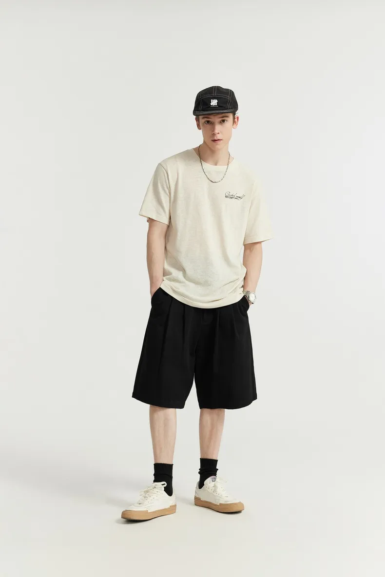 INF Men's Clothing | Double Pleated Suit Shorts  Spring And Summer Fashion Brand New Casual Loose Wide Leg Suit Shorts Men display picture 2