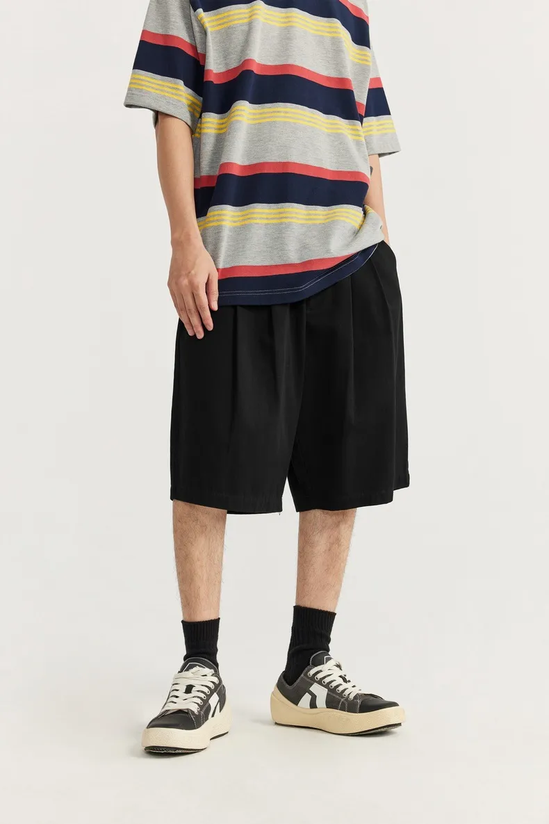 INF Men's Clothing | Double Pleated Suit Shorts  Spring And Summer Fashion Brand New Casual Loose Wide Leg Suit Shorts Men display picture 3