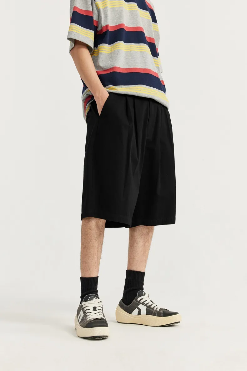 INF Men's Clothing | Double Pleated Suit Shorts  Spring And Summer Fashion Brand New Casual Loose Wide Leg Suit Shorts Men display picture 4