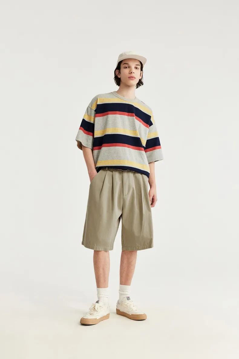INF Men's Clothing | Double Pleated Suit Shorts  Spring And Summer Fashion Brand New Casual Loose Wide Leg Suit Shorts Men display picture 5