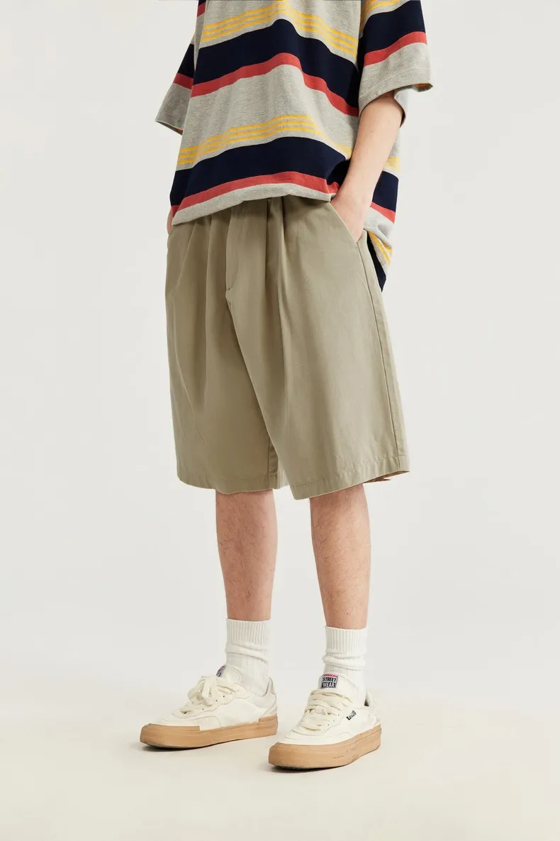 INF Men's Clothing | Double Pleated Suit Shorts  Spring And Summer Fashion Brand New Casual Loose Wide Leg Suit Shorts Men display picture 7