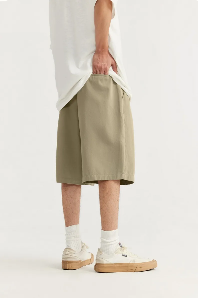 INF Men's Clothing | Double Pleated Suit Shorts  Spring And Summer Fashion Brand New Casual Loose Wide Leg Suit Shorts Men display picture 9