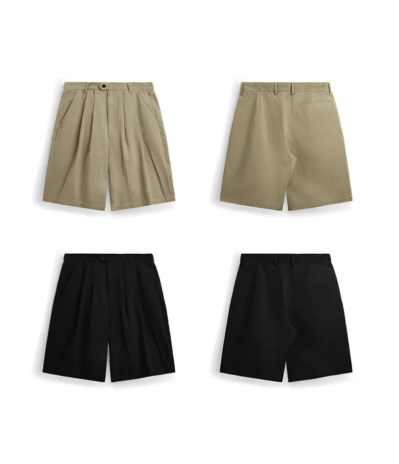 INF Men's Clothing | Double Pleated Suit Shorts  Spring And Summer Fashion Brand New Casual Loose Wide Leg Suit Shorts Men display picture 10
