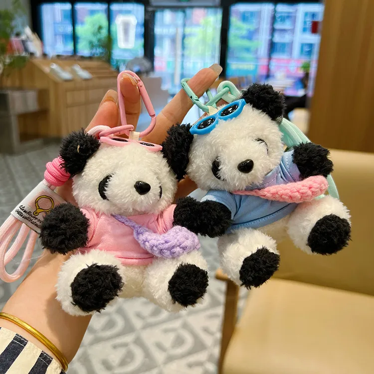 New Style Cute T-Shirt Bag Panda Bear Plush Pendant Car Keychain Cartoon Bag Pendant Girl's Gift display picture 1