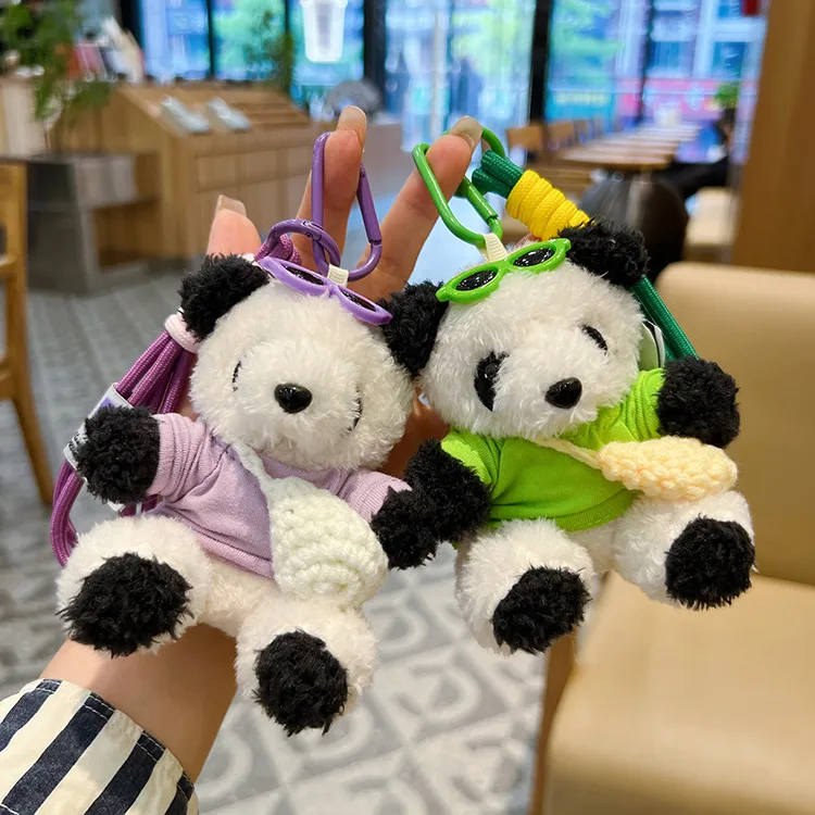 New Style Cute T-Shirt Bag Panda Bear Plush Pendant Car Keychain Cartoon Bag Pendant Girl's Gift display picture 2