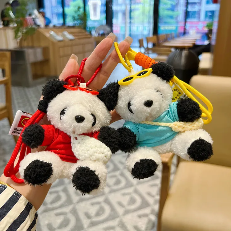 New Style Cute T-Shirt Bag Panda Bear Plush Pendant Car Keychain Cartoon Bag Pendant Girl's Gift display picture 3