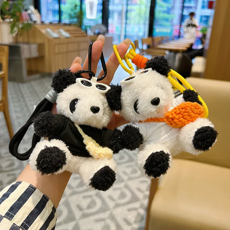 New Style Cute T-Shirt Bag Panda Bear Plush Pendant Car Keychain Cartoon Bag Pendant Girl's Gift display picture 4