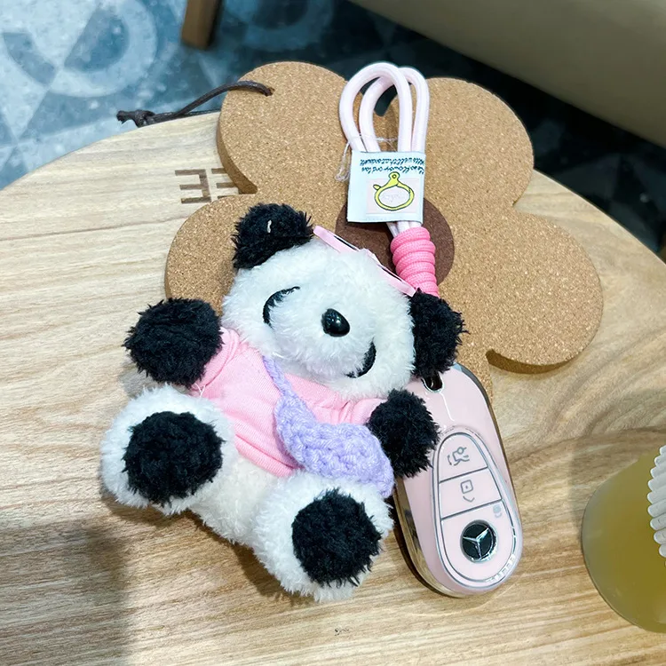 New Style Cute T-Shirt Bag Panda Bear Plush Pendant Car Keychain Cartoon Bag Pendant Girl's Gift display picture 5