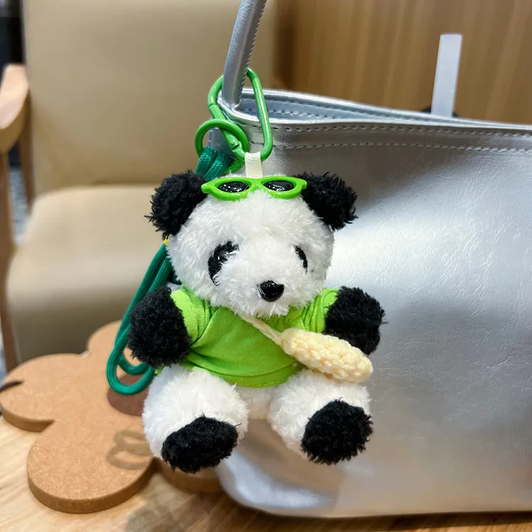 New Style Cute T-Shirt Bag Panda Bear Plush Pendant Car Keychain Cartoon Bag Pendant Girl's Gift display picture 6