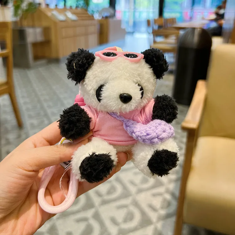New Style Cute T-Shirt Bag Panda Bear Plush Pendant Car Keychain Cartoon Bag Pendant Girl's Gift display picture 9