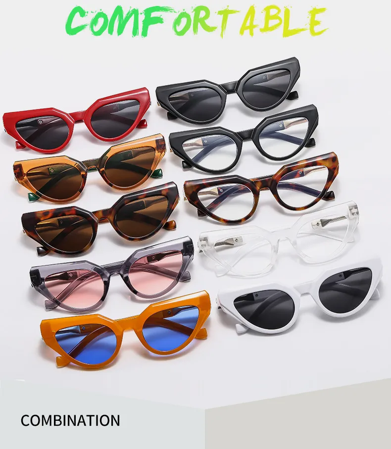 New Y2g Future Technology Style Fashion Cat Eye Sunglasses T22099   Face Repair Fashion Sunglasses display picture 3