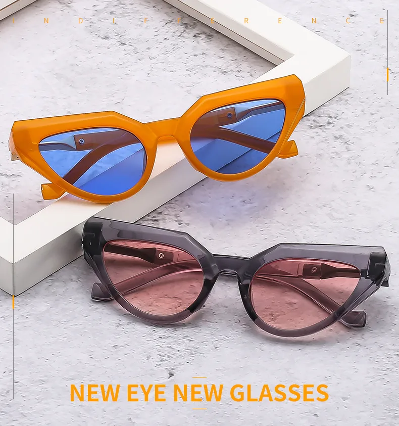 New Y2g Future Technology Style Fashion Cat Eye Sunglasses T22099   Face Repair Fashion Sunglasses display picture 1