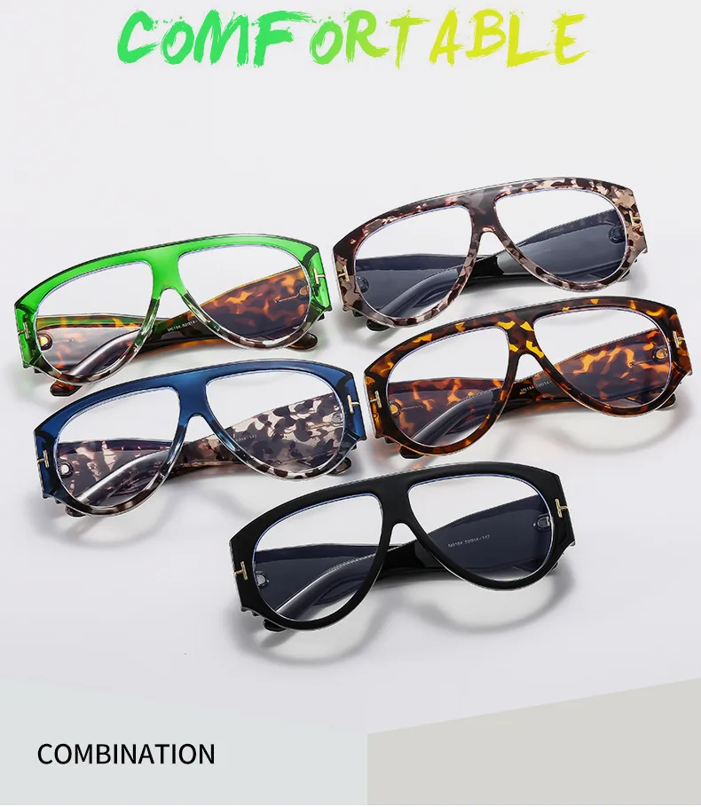 New Large Frame Men's And Women's Pilot Style Plain Glasses M6154T Decorative  Fashion  Glasses Frame display picture 3
