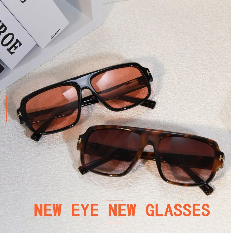 New  T-shaped Large-frame Aviator Sunglasses Men's Square Fashion Sunscreen Sunglasses T22127 display picture 1