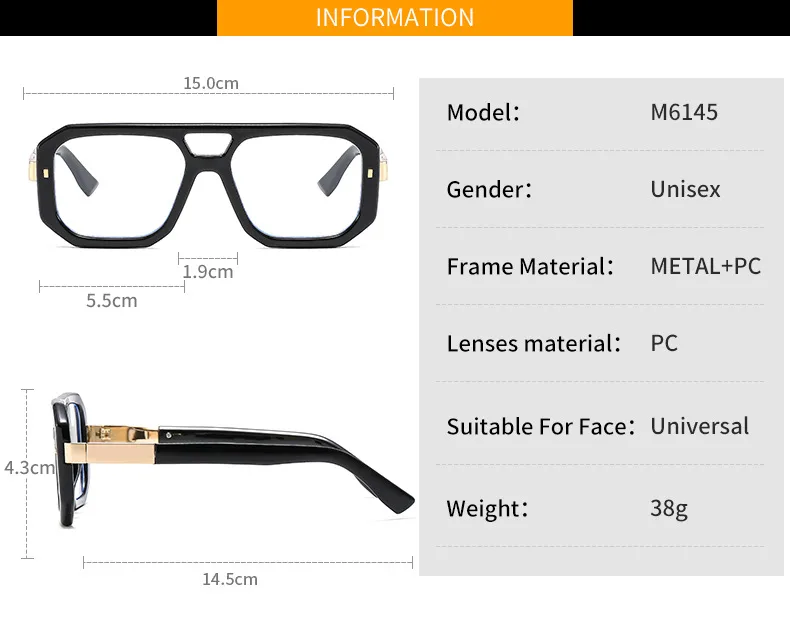Artistic Retro Men's And Women's Plain Glasses M6145 Box All-match Face Repair Glasses Frame display picture 4