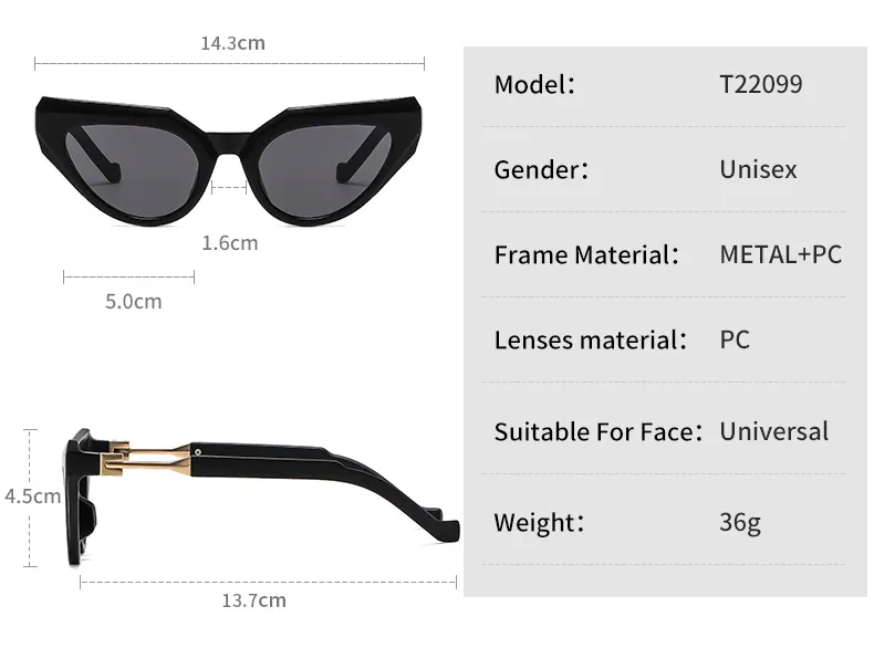 New Y2g Future Technology Style Fashion Cat Eye Sunglasses T22099   Face Repair Fashion Sunglasses display picture 4