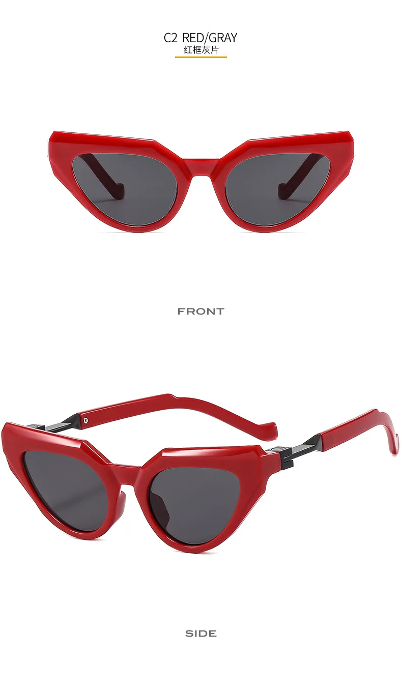 New Y2g Future Technology Style Fashion Cat Eye Sunglasses T22099   Face Repair Fashion Sunglasses display picture 8