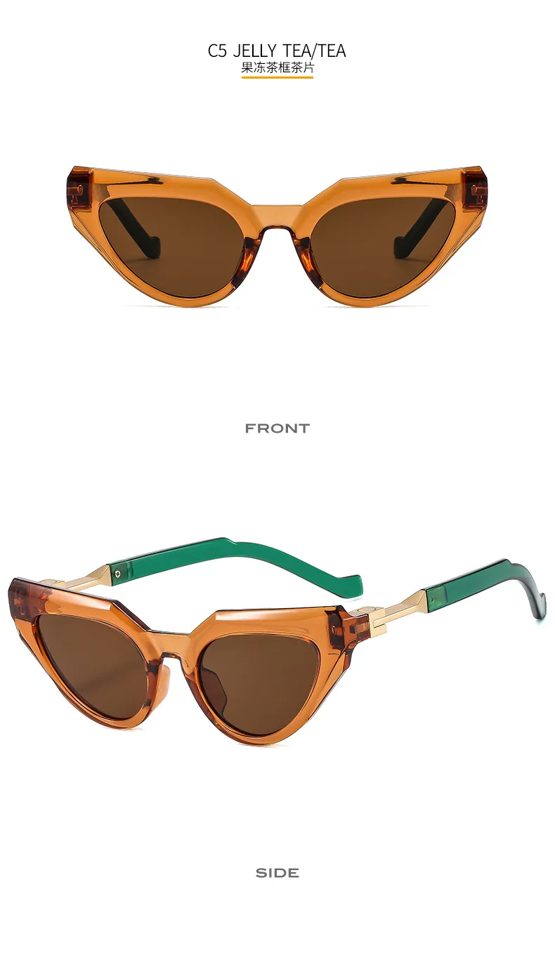 New Y2g Future Technology Style Fashion Cat Eye Sunglasses T22099   Face Repair Fashion Sunglasses display picture 11