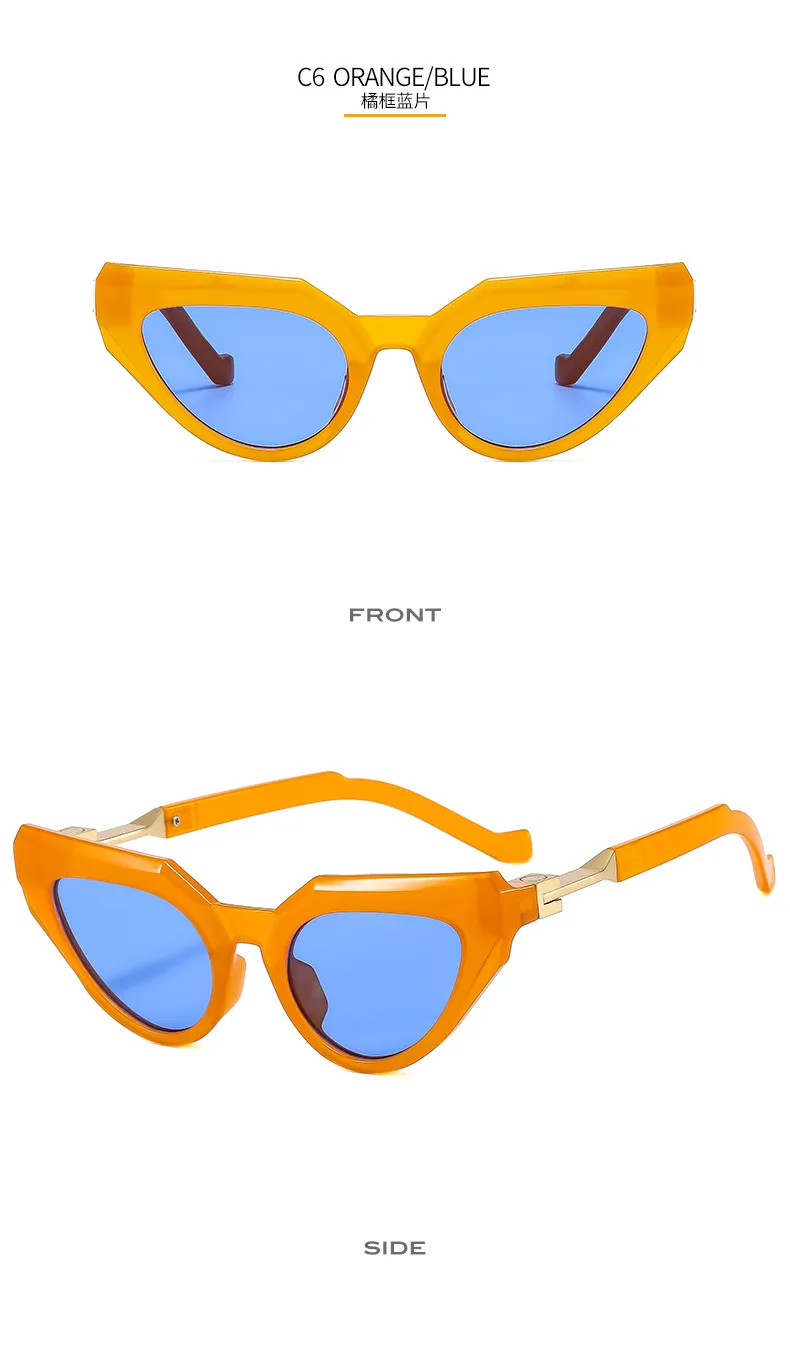 New Y2g Future Technology Style Fashion Cat Eye Sunglasses T22099   Face Repair Fashion Sunglasses display picture 12